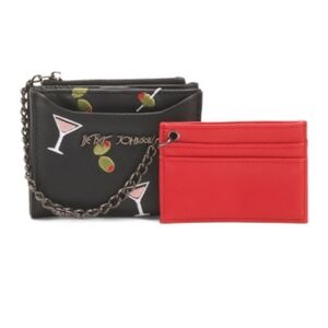 🖤🔹️Betsey Johnson 🔹️Black and Red Martini Toss Cocktail Card Case Wallet